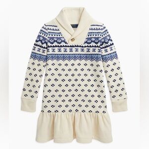 POLO Ralph Lauren size 5 girls cream and blue sweater dress